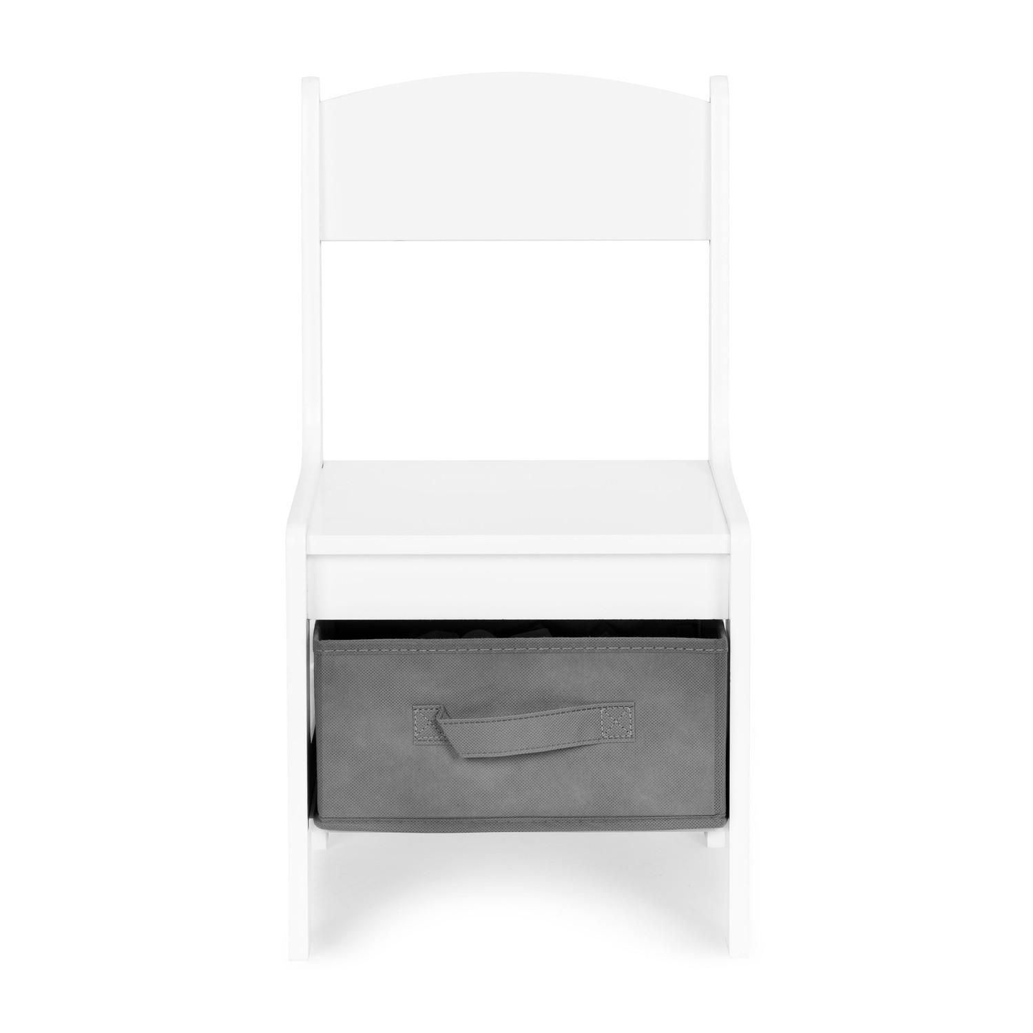 Mesa e cadeiras infantis com quadro negro e armazenamento
