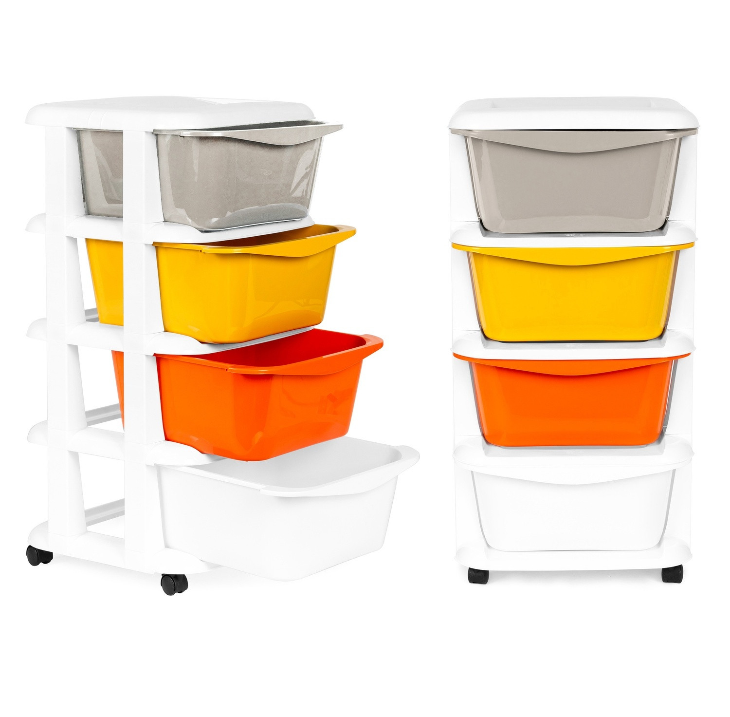 Children's shelf with wheels, 4 drawers & locking function