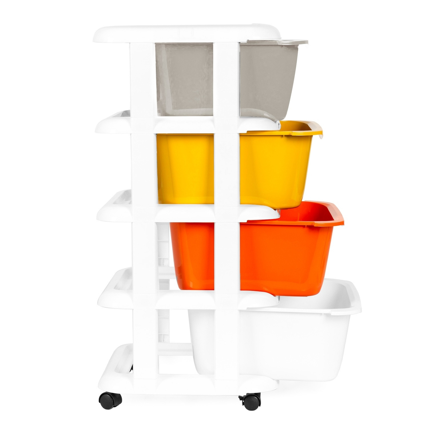 Children's shelf with wheels, 4 drawers & locking function