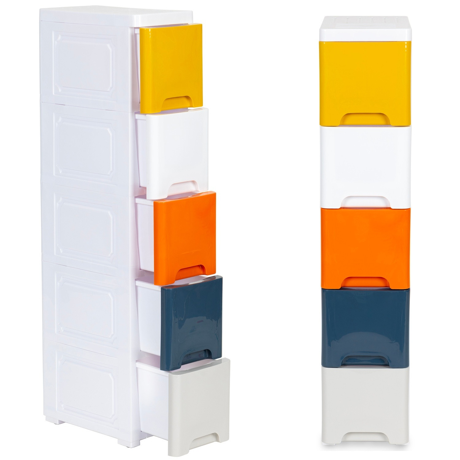 Children's shelf with wheels, 5 drawers & locking function
