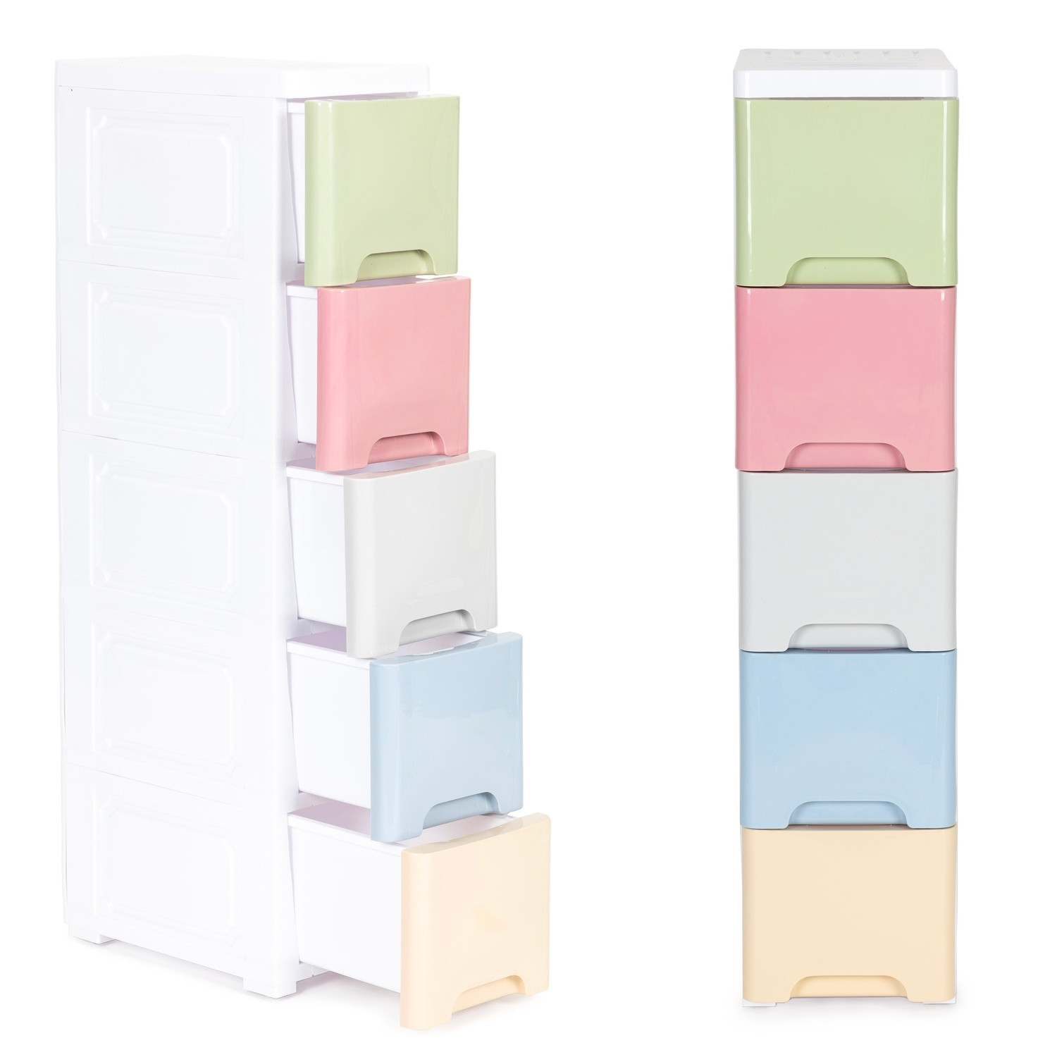 Children's shelf with 5 drawers and safe locking function