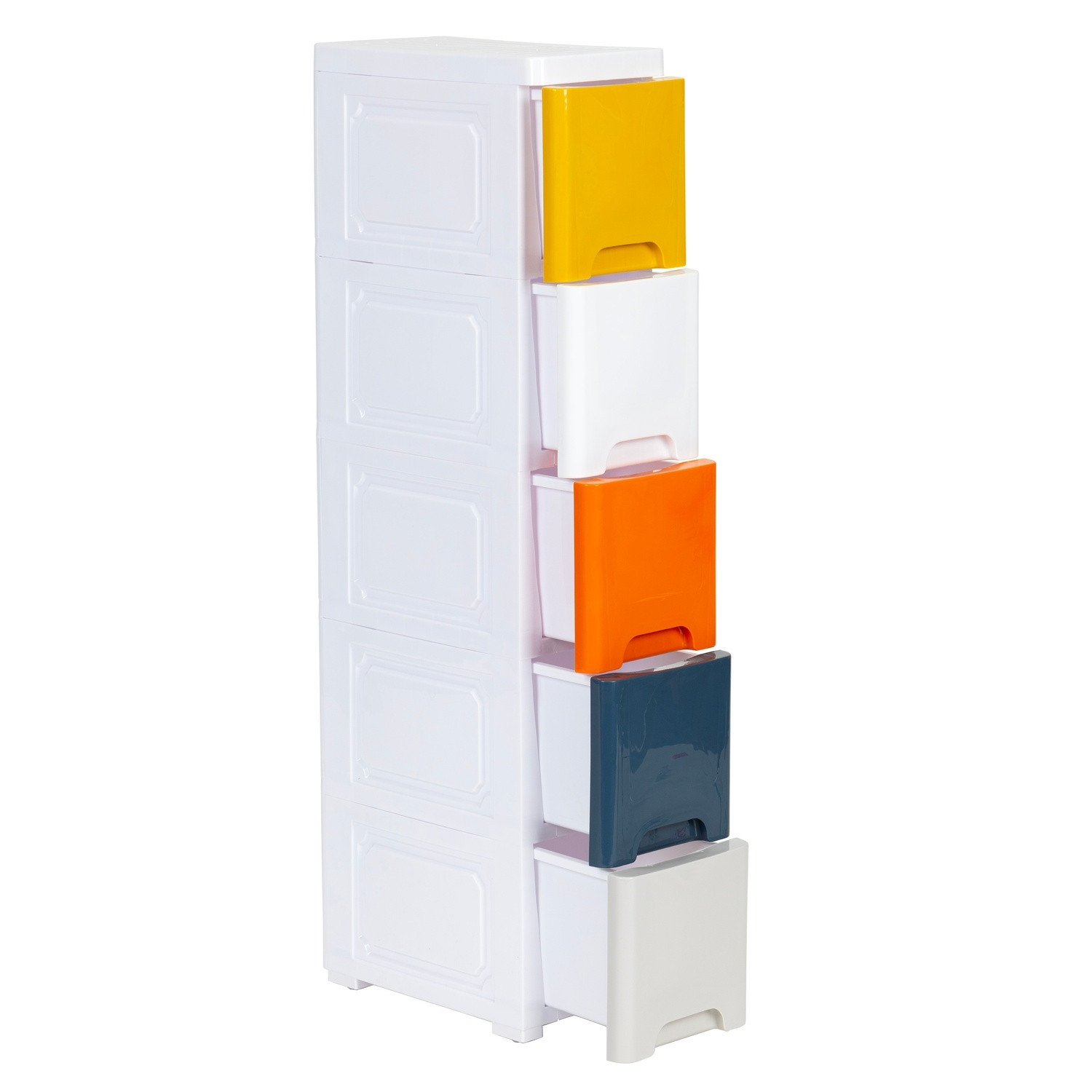 Children's shelf with wheels, 5 drawers & locking function
