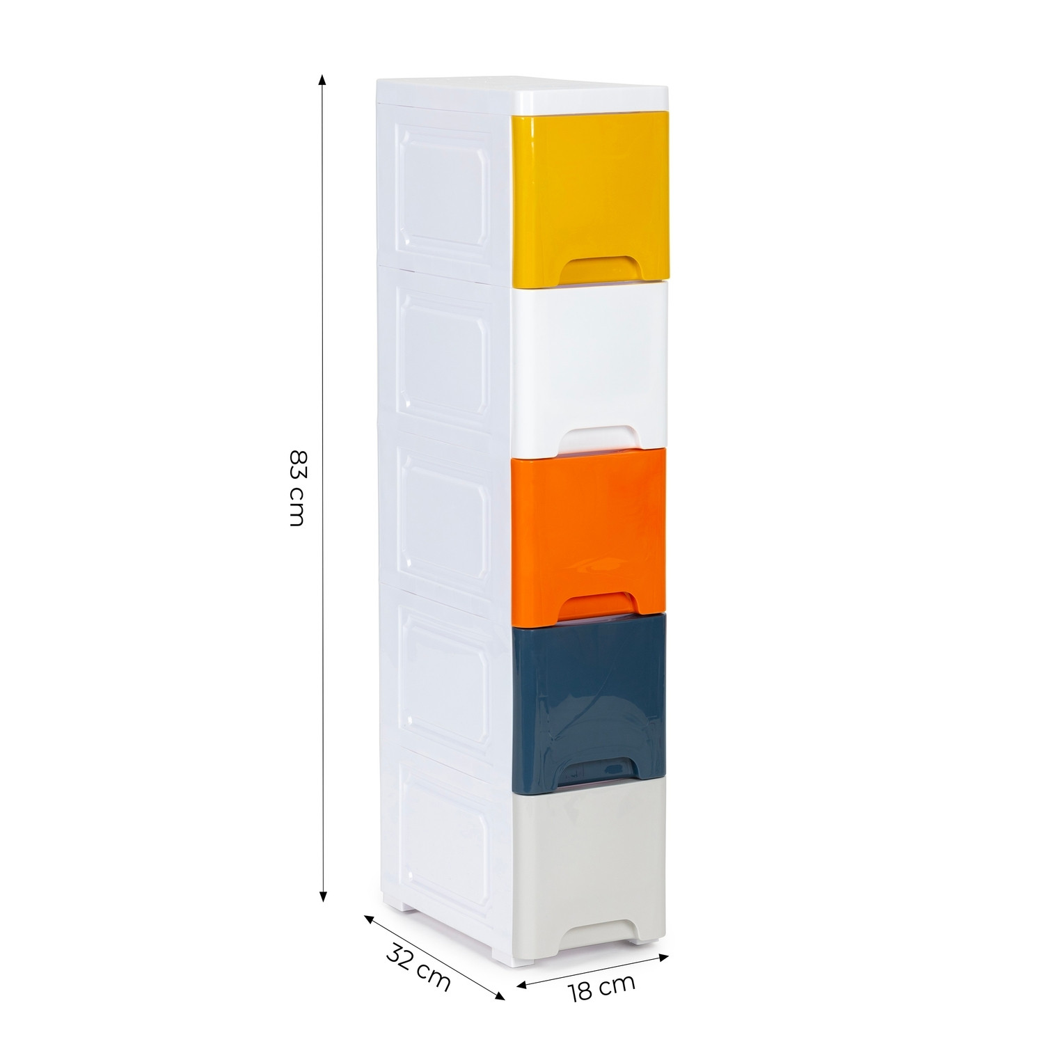 Children's shelf with wheels, 5 drawers & locking function