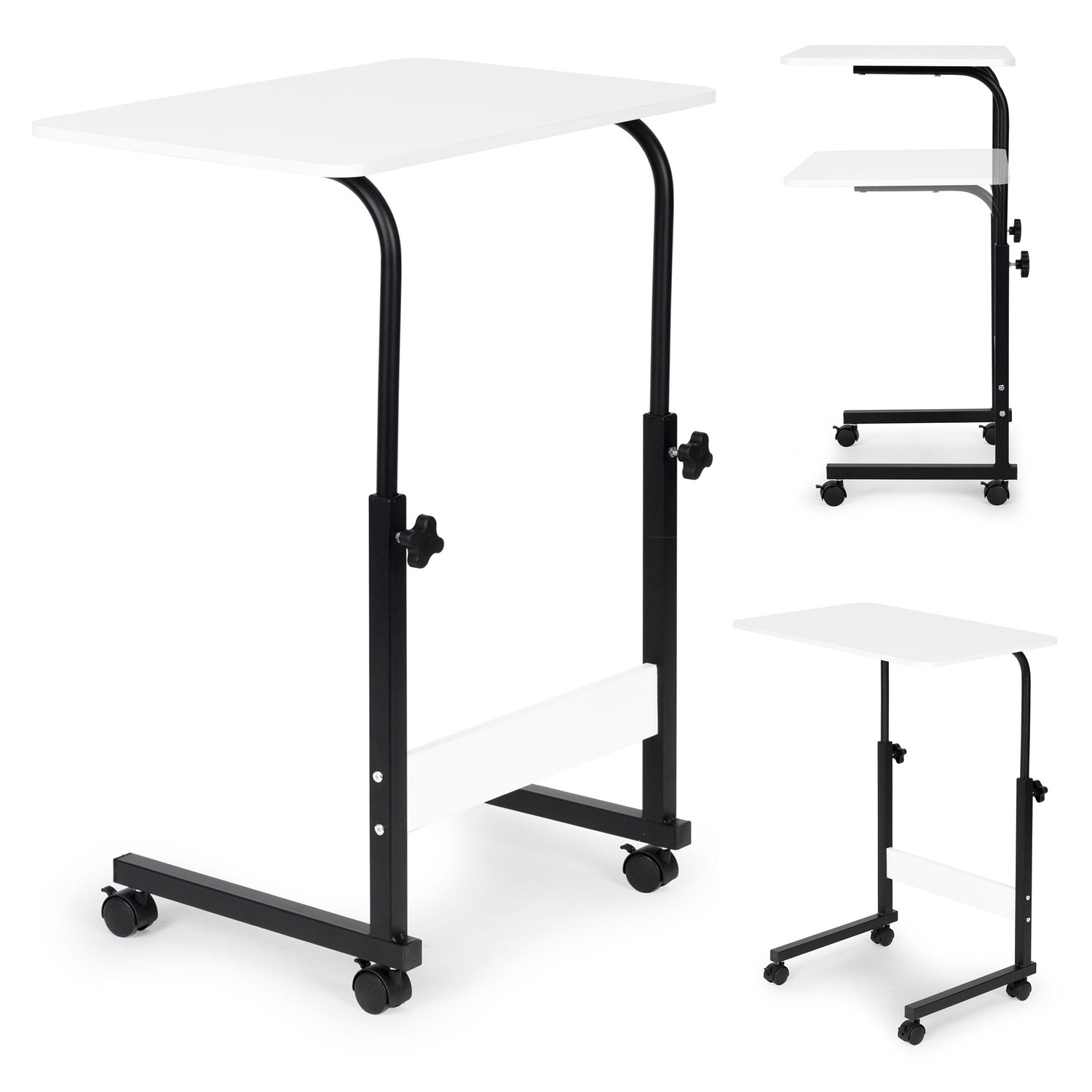 Mesa elevada e rebaixada com rodas