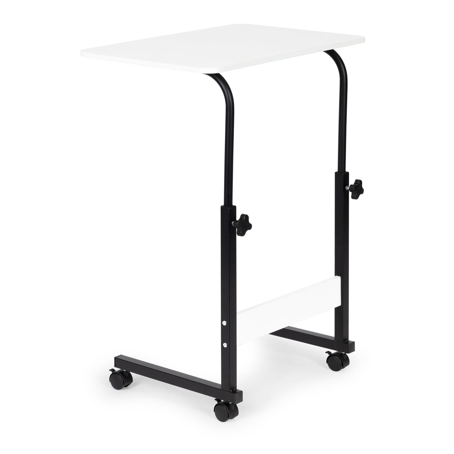 Mesa elevada e rebaixada com rodas
