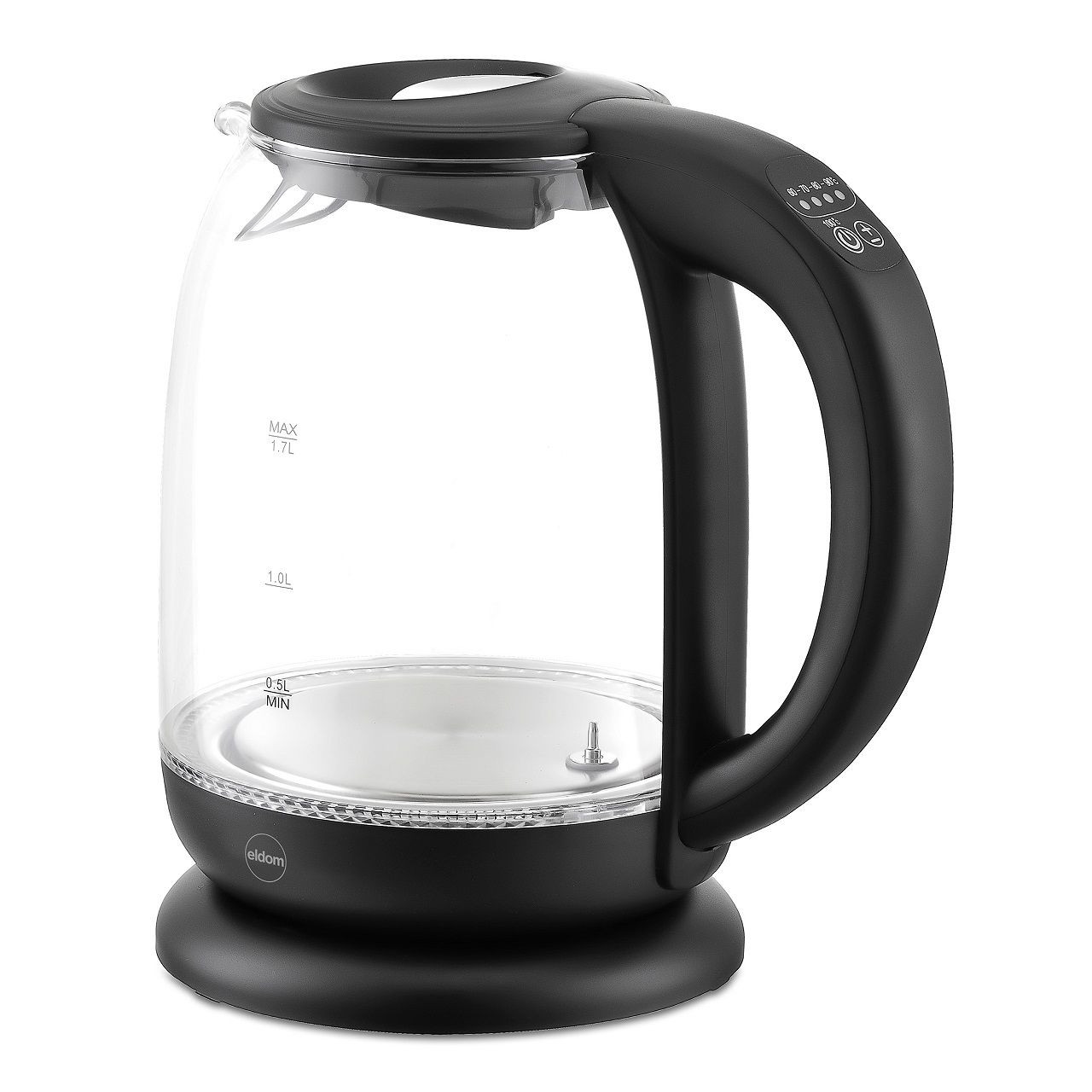 Black Kettle 1.7L LED, Temp control 2200W