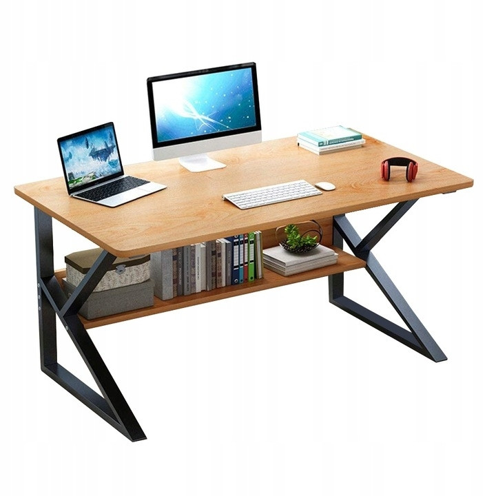 Computerbureau met plank, bruin, 100x60cm