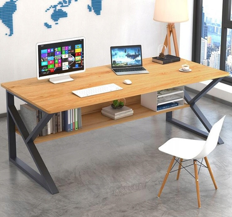 Computerbureau met plank, bruin, 100x60cm