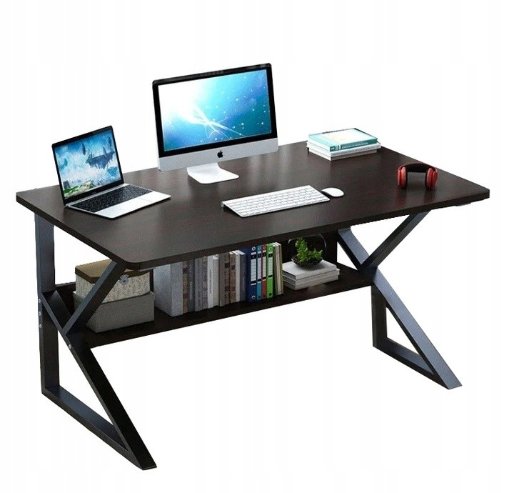 Schwarzer Computertisch mit Ablage 100x60cm Büro