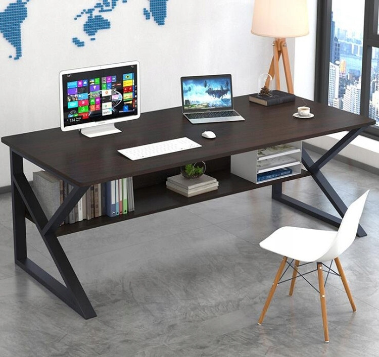 Schwarzer Computertisch mit Ablage 100x60cm Büro