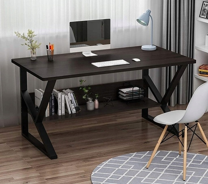 Schwarzer Computertisch mit Ablage 100x60cm Büro
