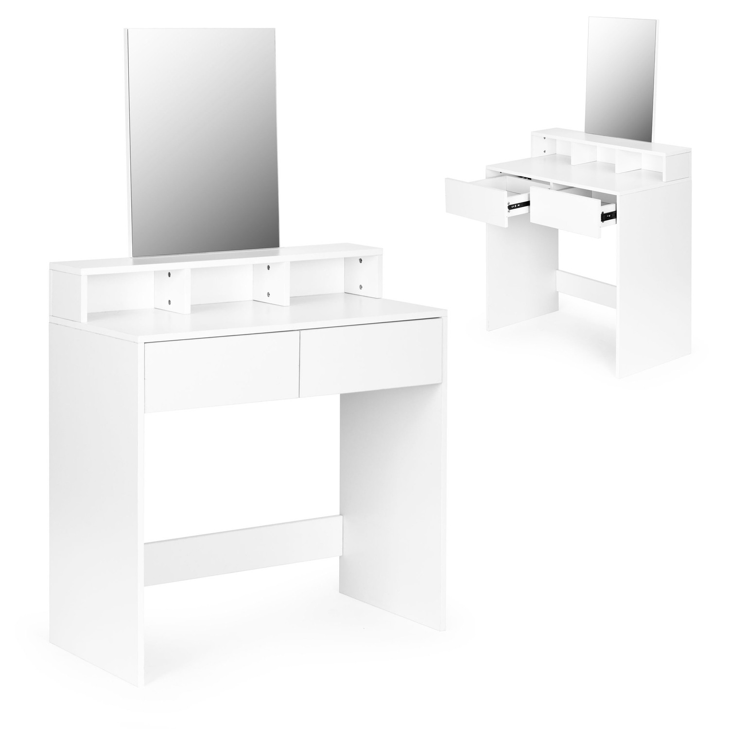 Dressing table with mirror and storage drawers