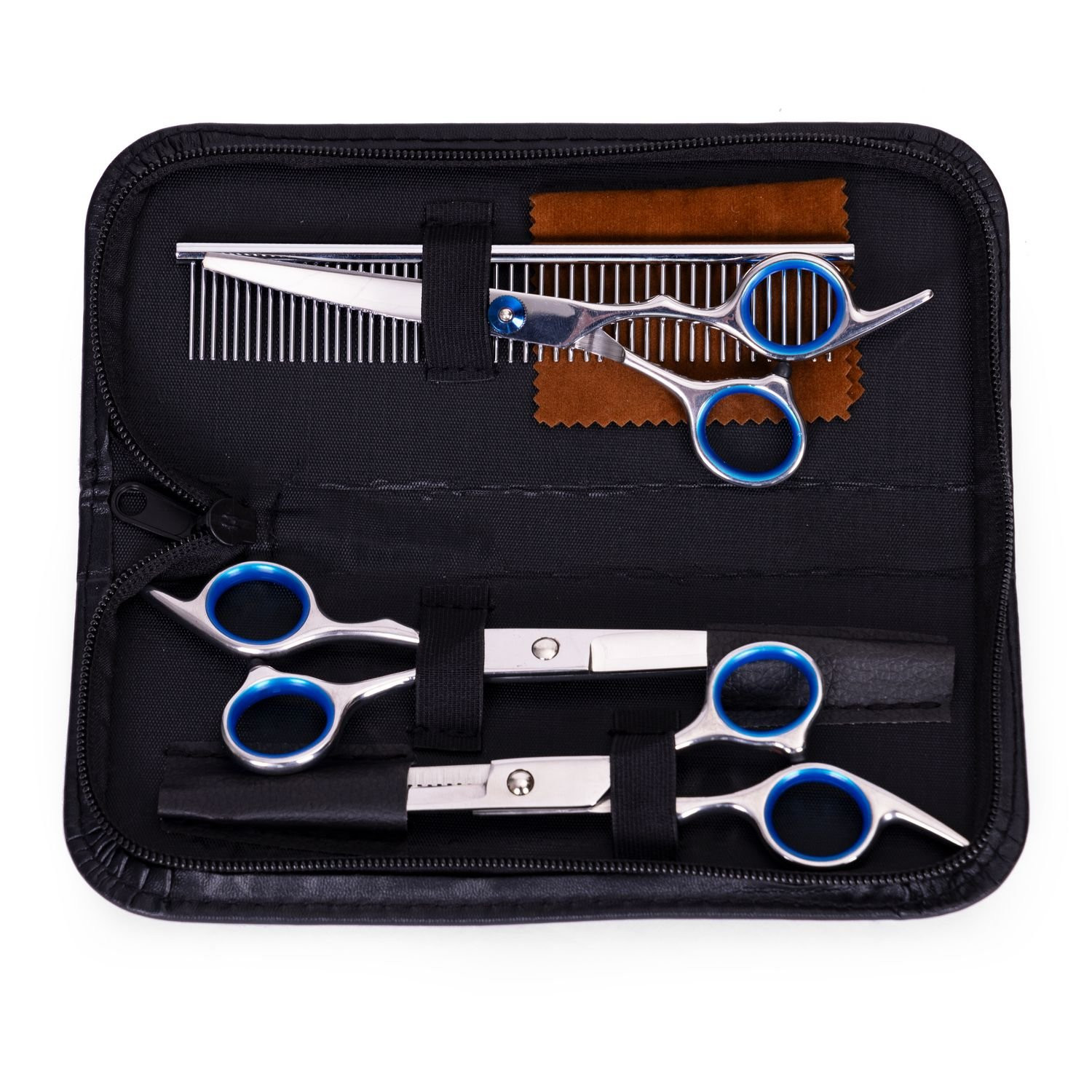 Pet Grooming Kit - 3 Scissors, Comb & Case
