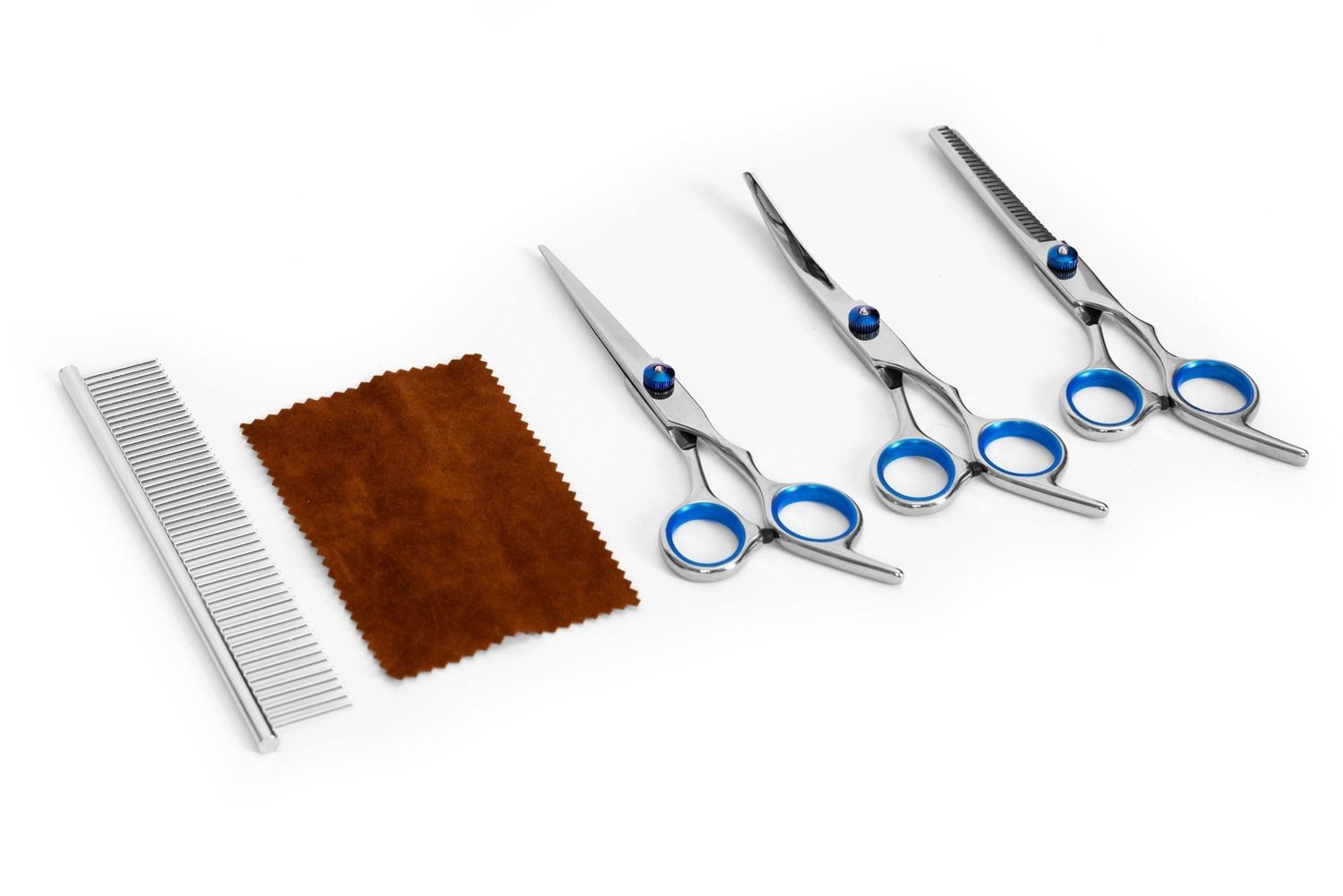 Pet Grooming Kit - 3 Scissors, Comb & Case