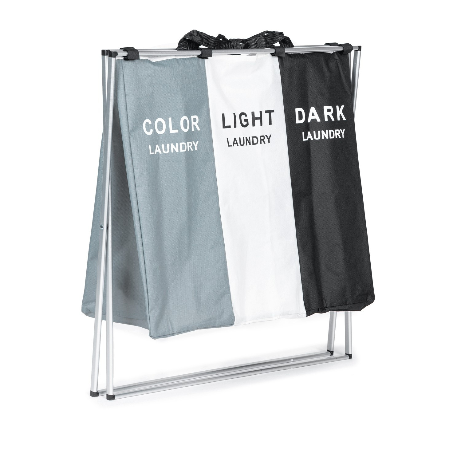 Foldable Laundry Basket with 3 Compartments, 135L Capacity