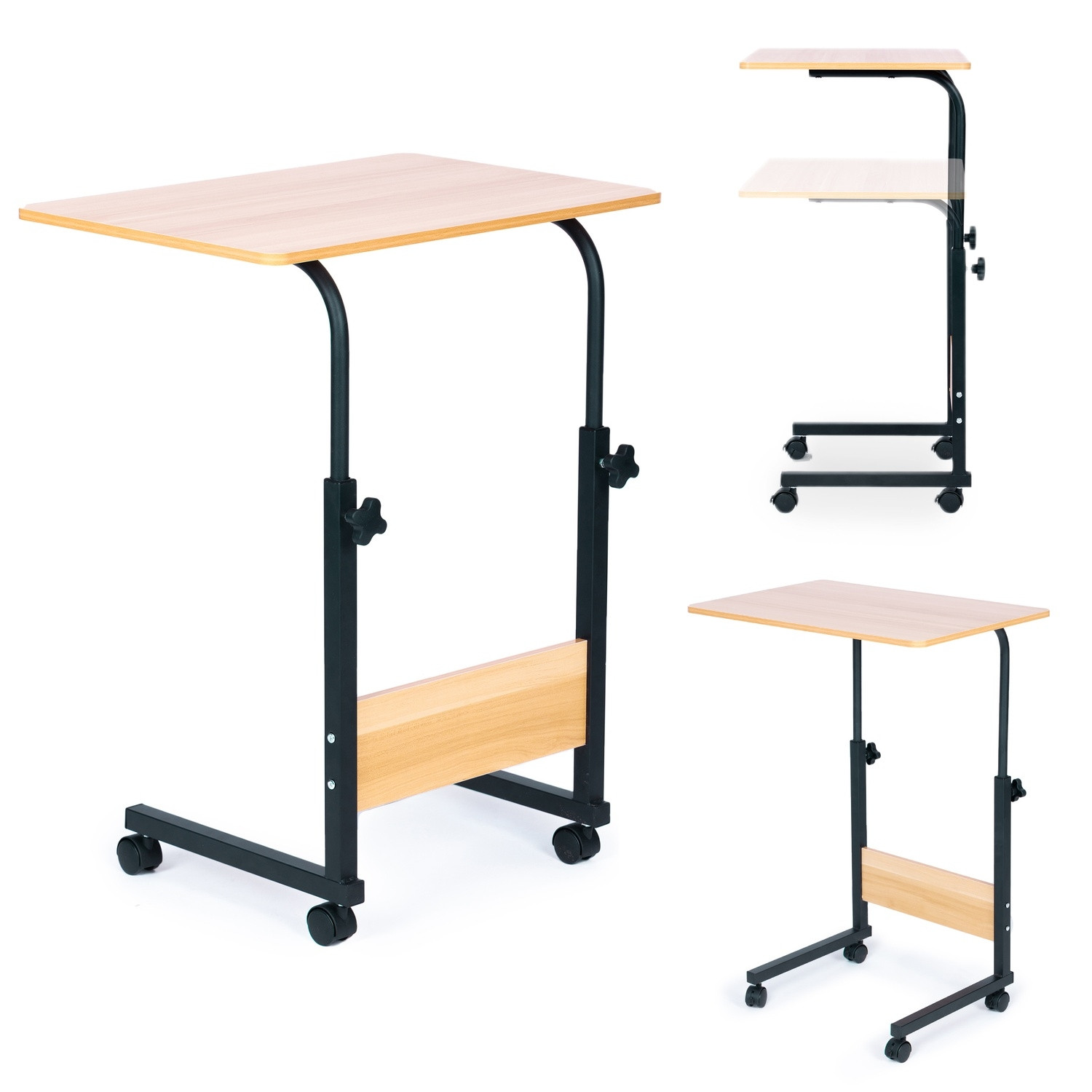 Mesa elevada y bajada con ruedas, tablero MDF