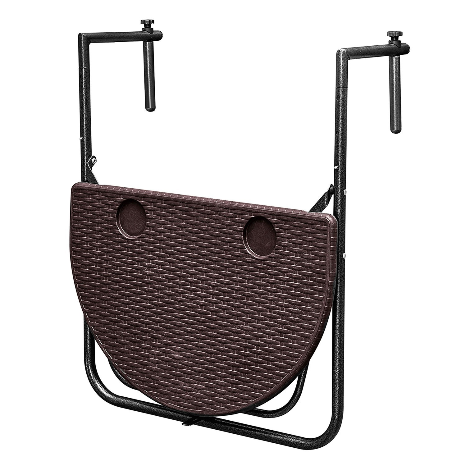 Foldable Metal Balcony Table with Adjustable Height