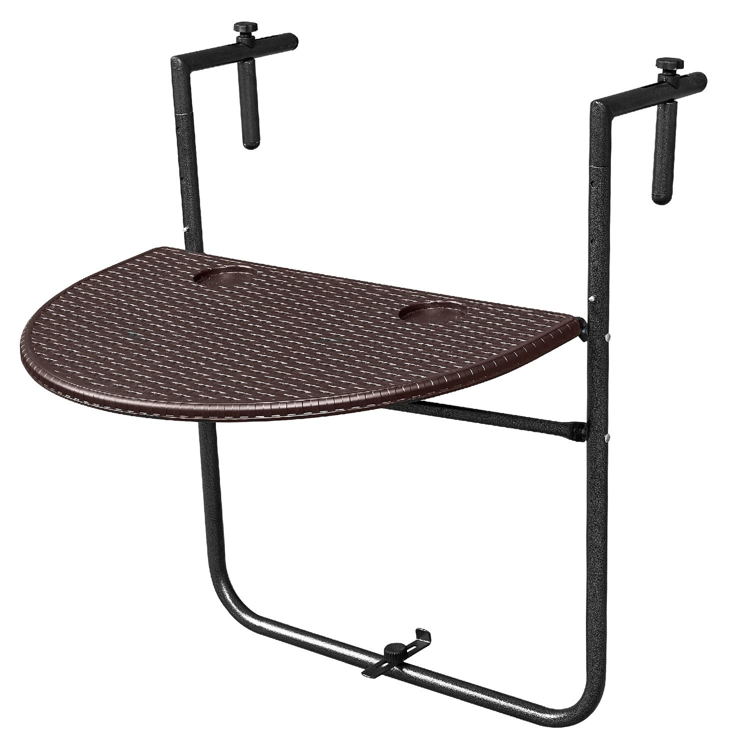 Foldable Metal Balcony Table with Adjustable Height