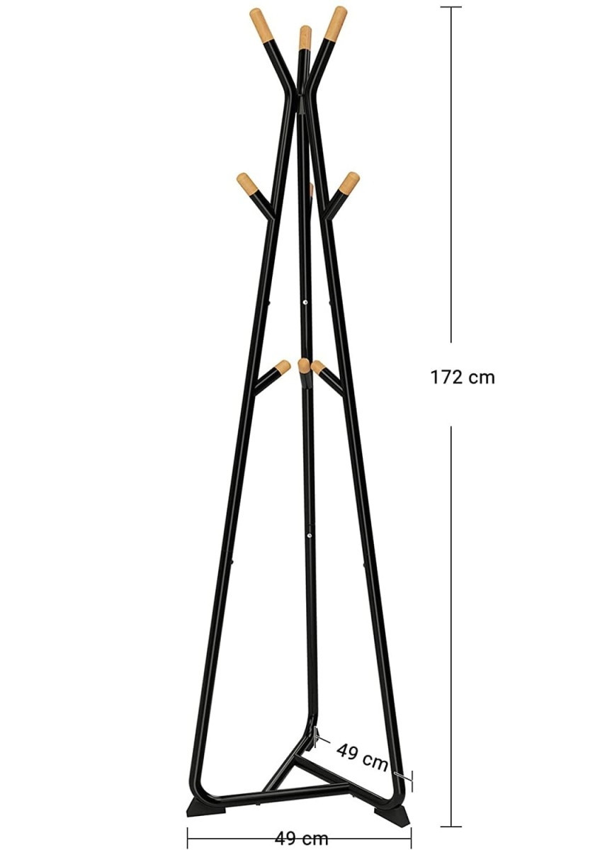 Percha de suelo Metal Ganchos de madera Base triangular