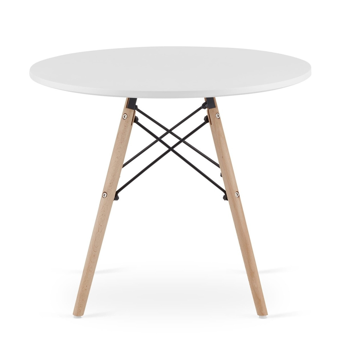 Modern Round Table 60 cm, White, Durable Beech Legs