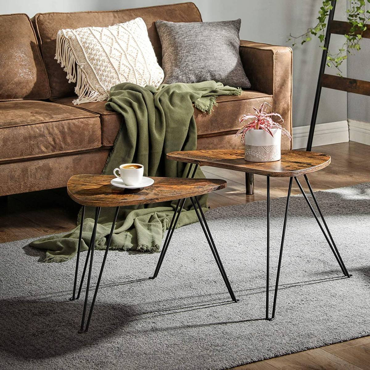 Table basse rustique en bois massif - Facile à assembler