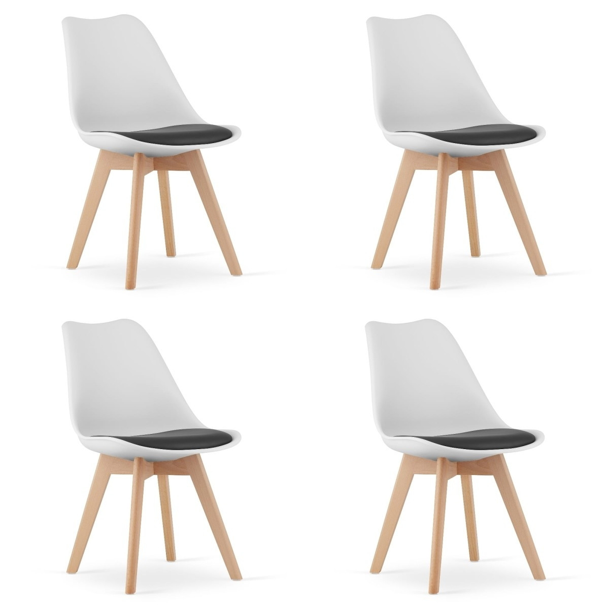 Ergonomic chairs 4-pack - White/Black Design