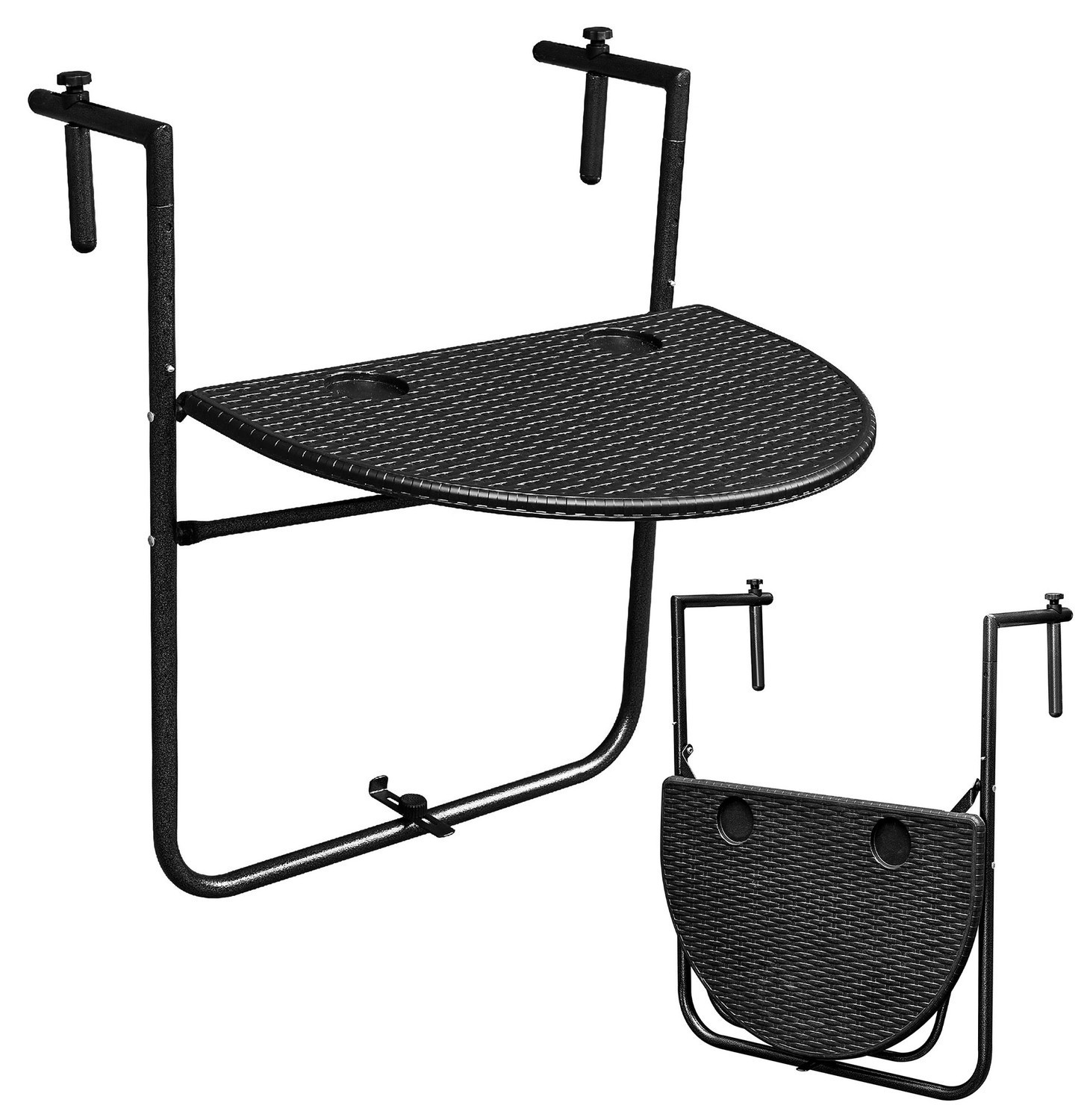 Folding Metal Balcony Table with Adjustable Height