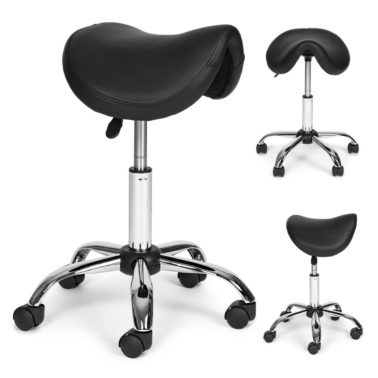 Height-adjustable cosmetic stool with wheels
