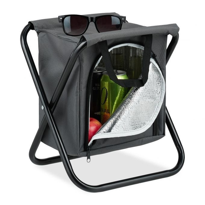 Camping stool with cooler bag