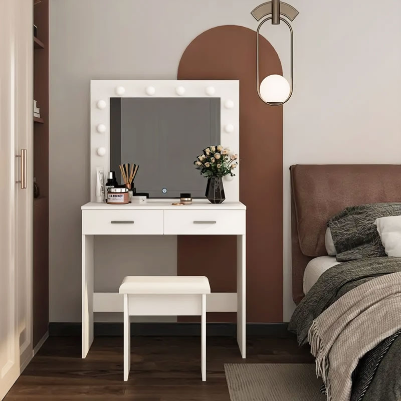 Large modern cosmetic dressing table, mirror lighting
