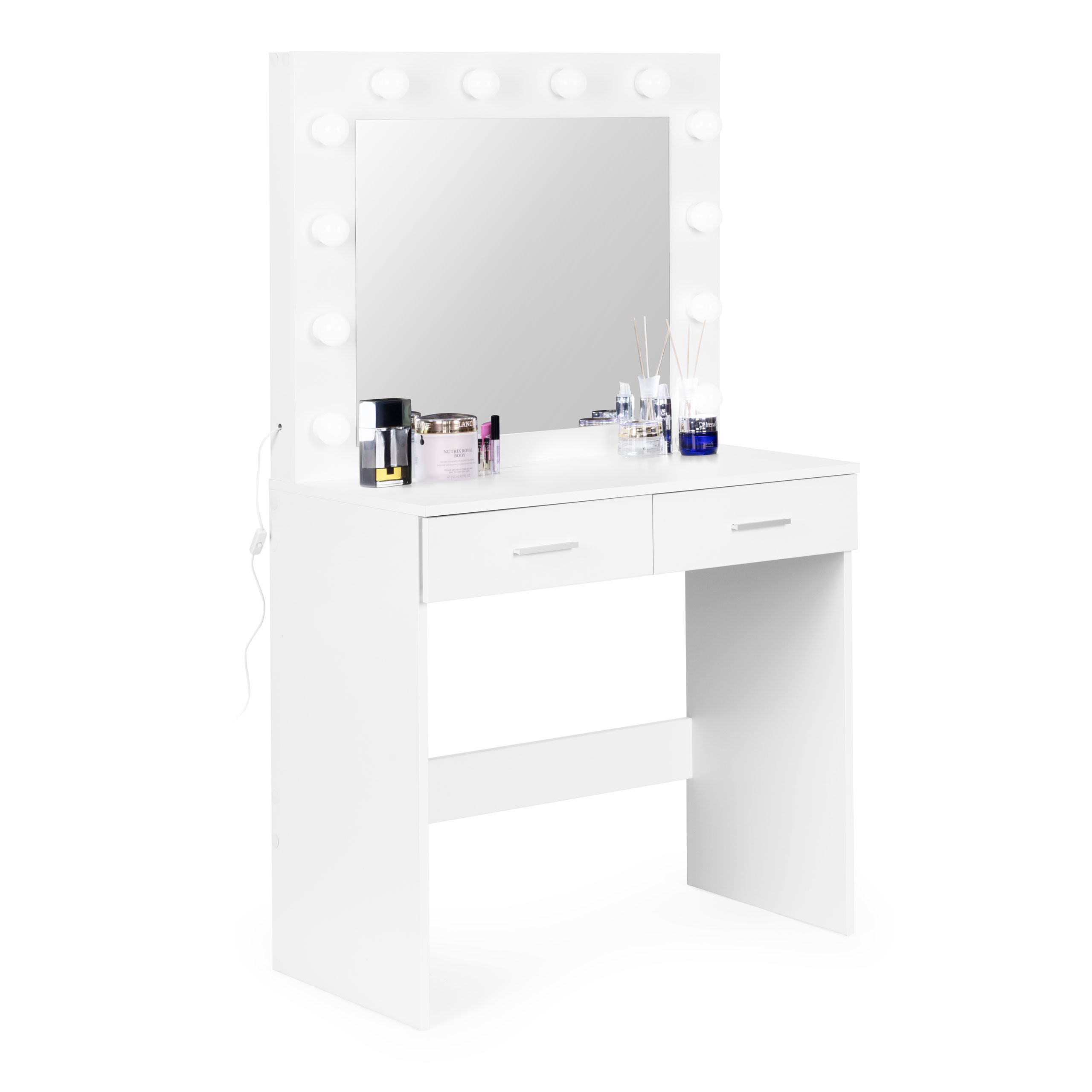 Large modern cosmetic dressing table, mirror lighting