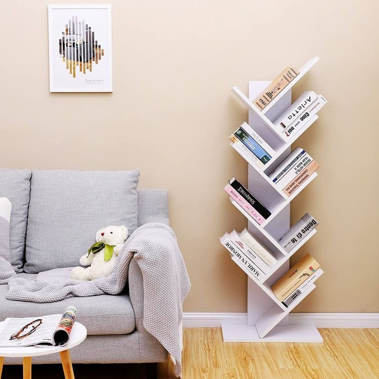 Support bibliothèque moderne en bois blanc