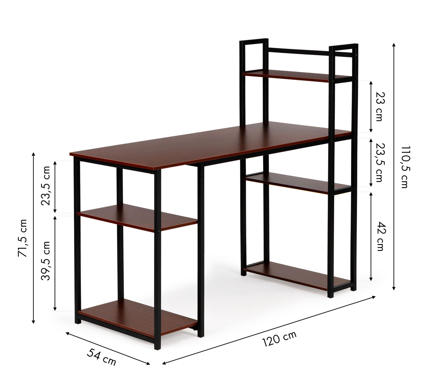 Computertisch, Loft-Tischregale, helle Eiche, DUNKLE BRONZE