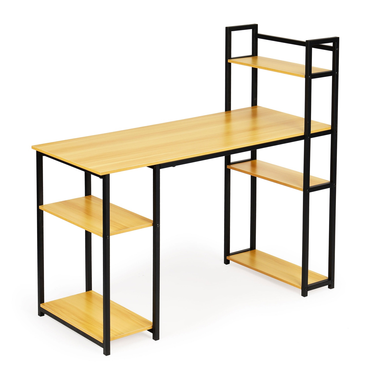 Computertisch, Loft-Tischregale, helle Eiche