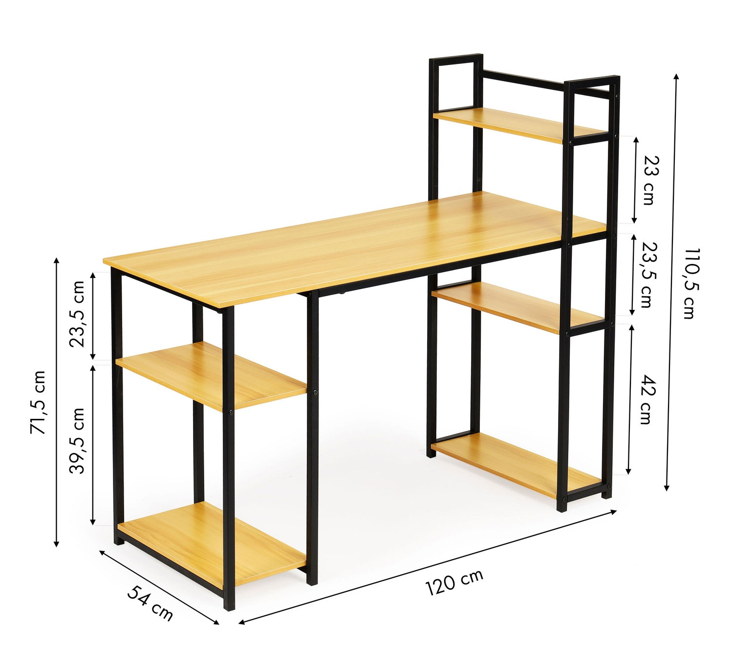 Computertisch, Loft-Tischregale, helle Eiche