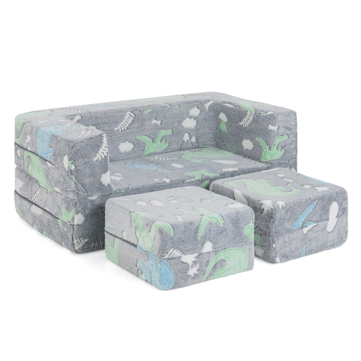 Sofá modular infantil que brilha no escuro, sofá modular de dinossauro