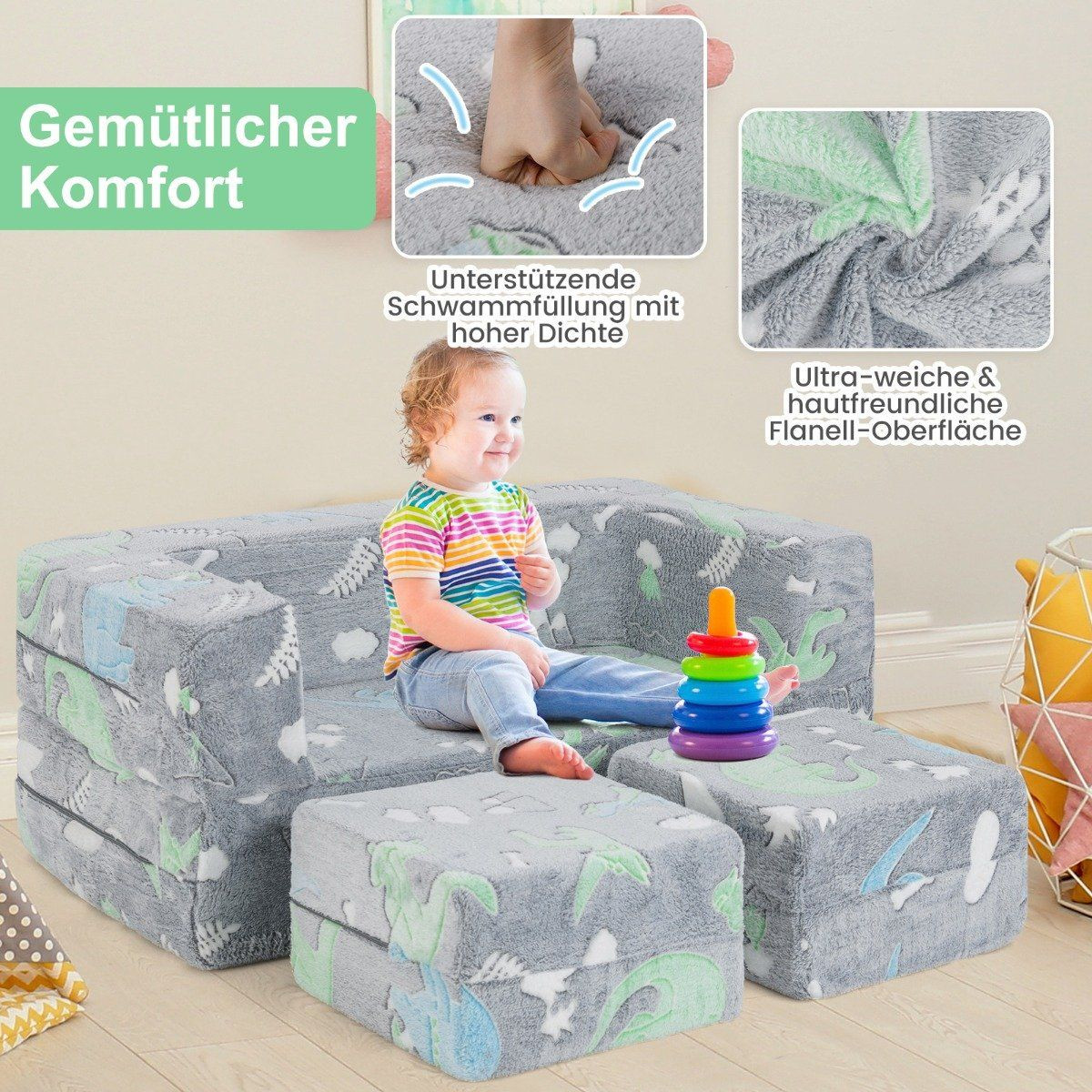 Sofá modular para niños que brilla en la oscuridad, sofá modular, d...