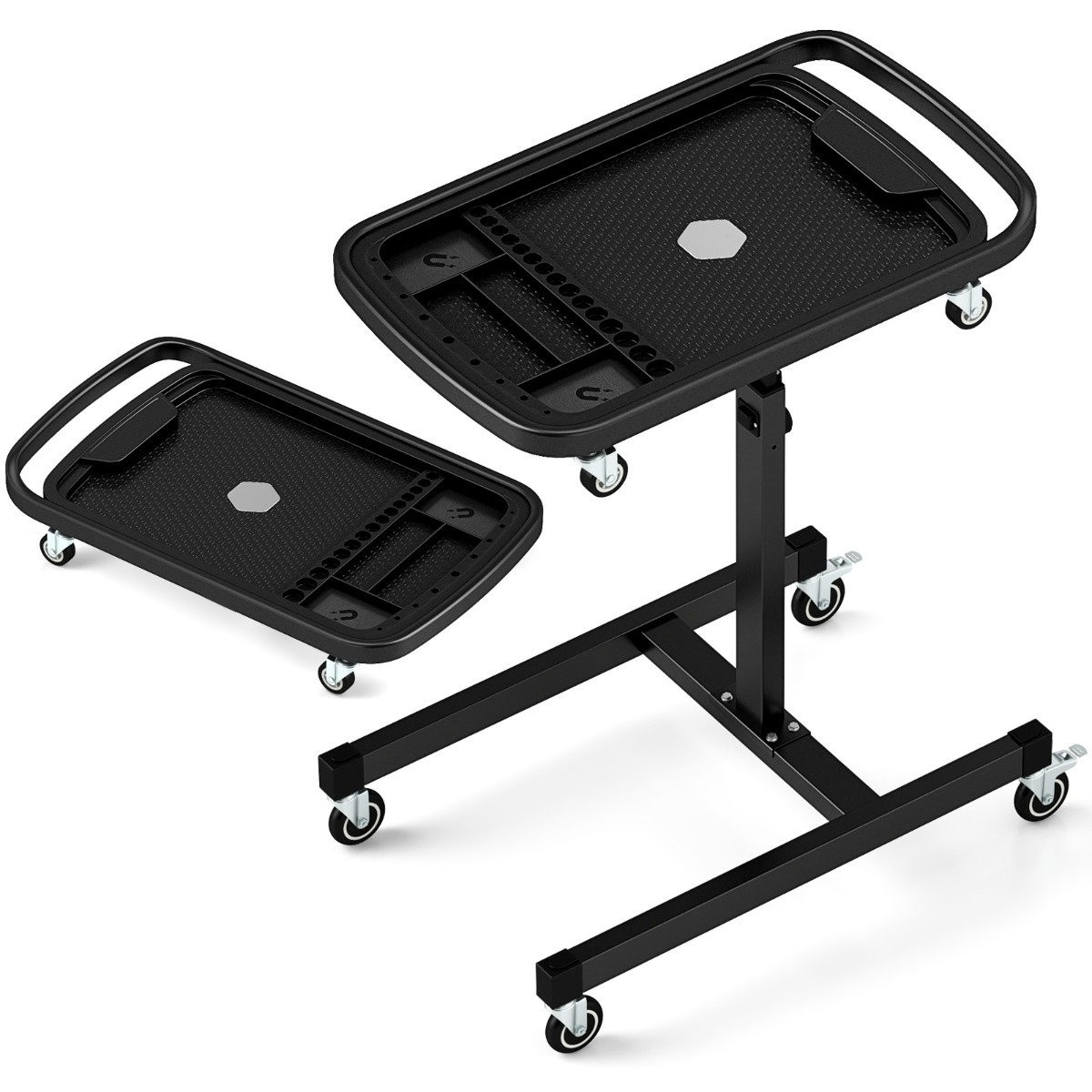 2 in 1 Rollable Tool Table with Removable Compartment Height Adjust...