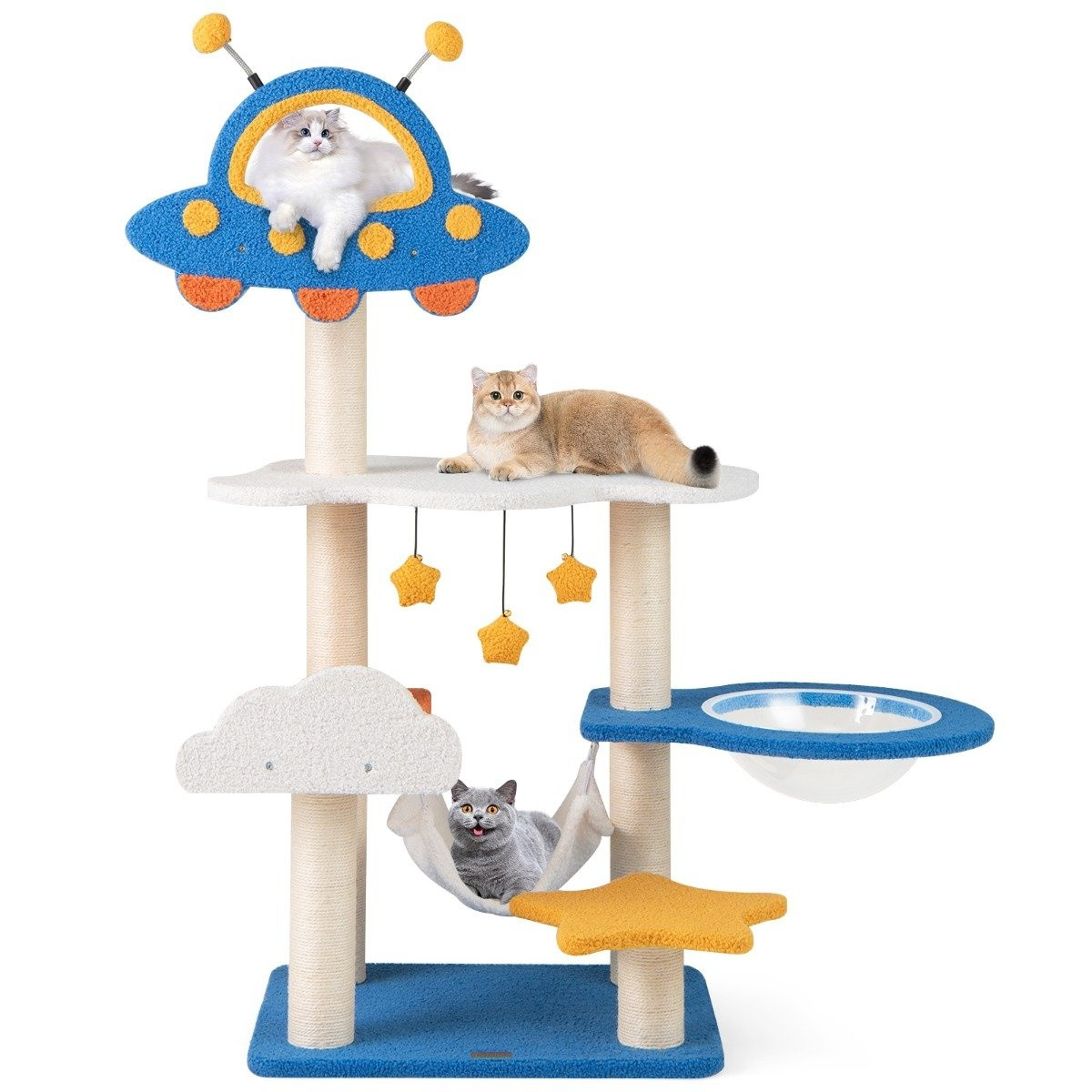 Scratching post with space theme & space capsule & sisal scratching...