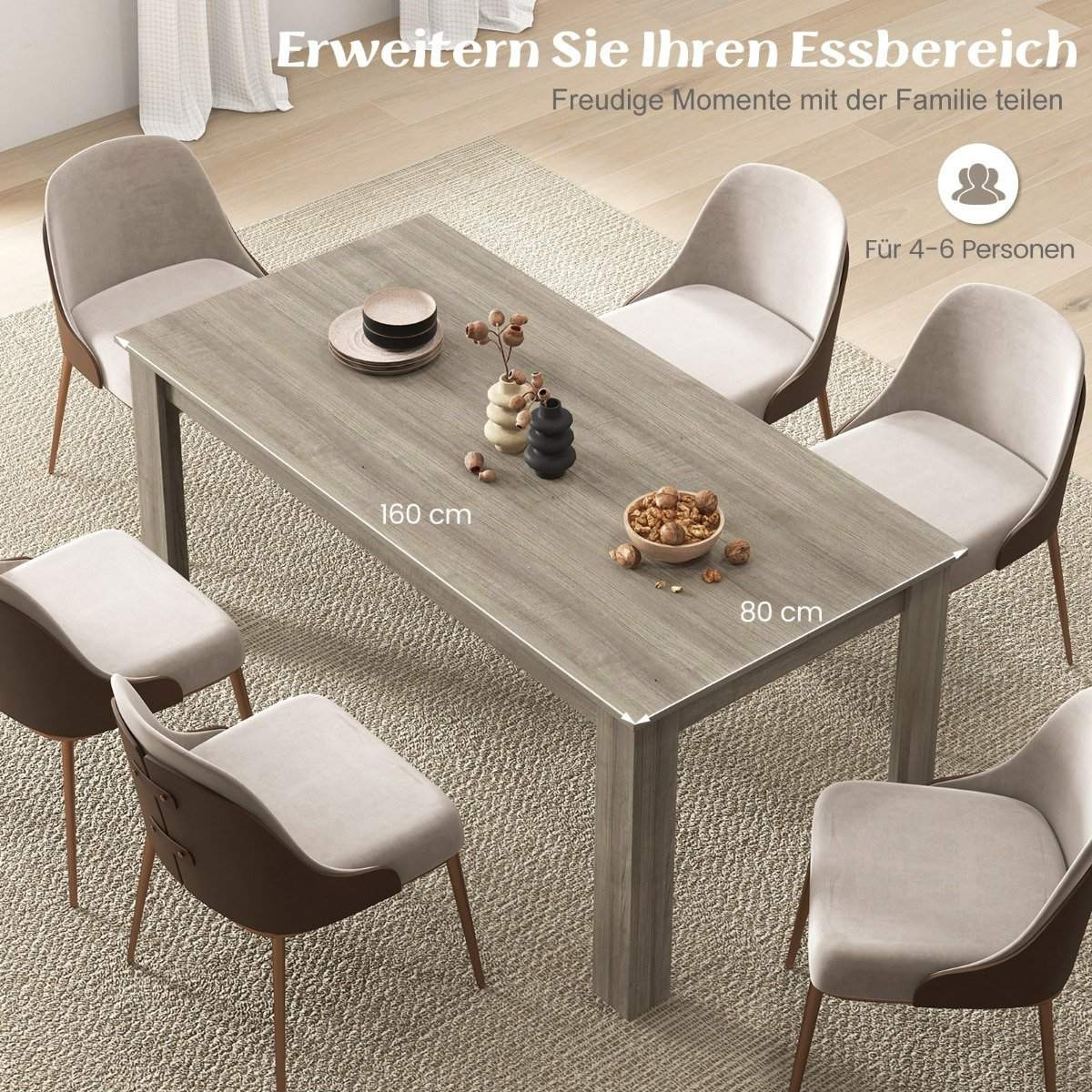 Wooden dining table 160 x 80 cm large table rectangular kitchen tab...