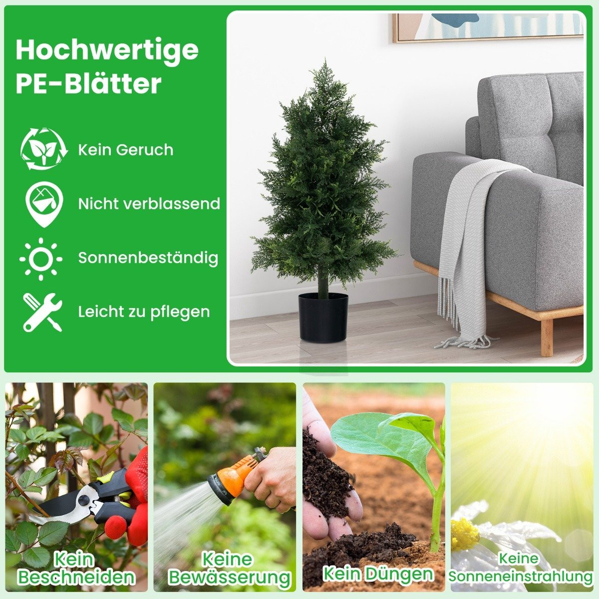 Artificial cedar topiary tree with pot & sun-resistant leaves pine ...