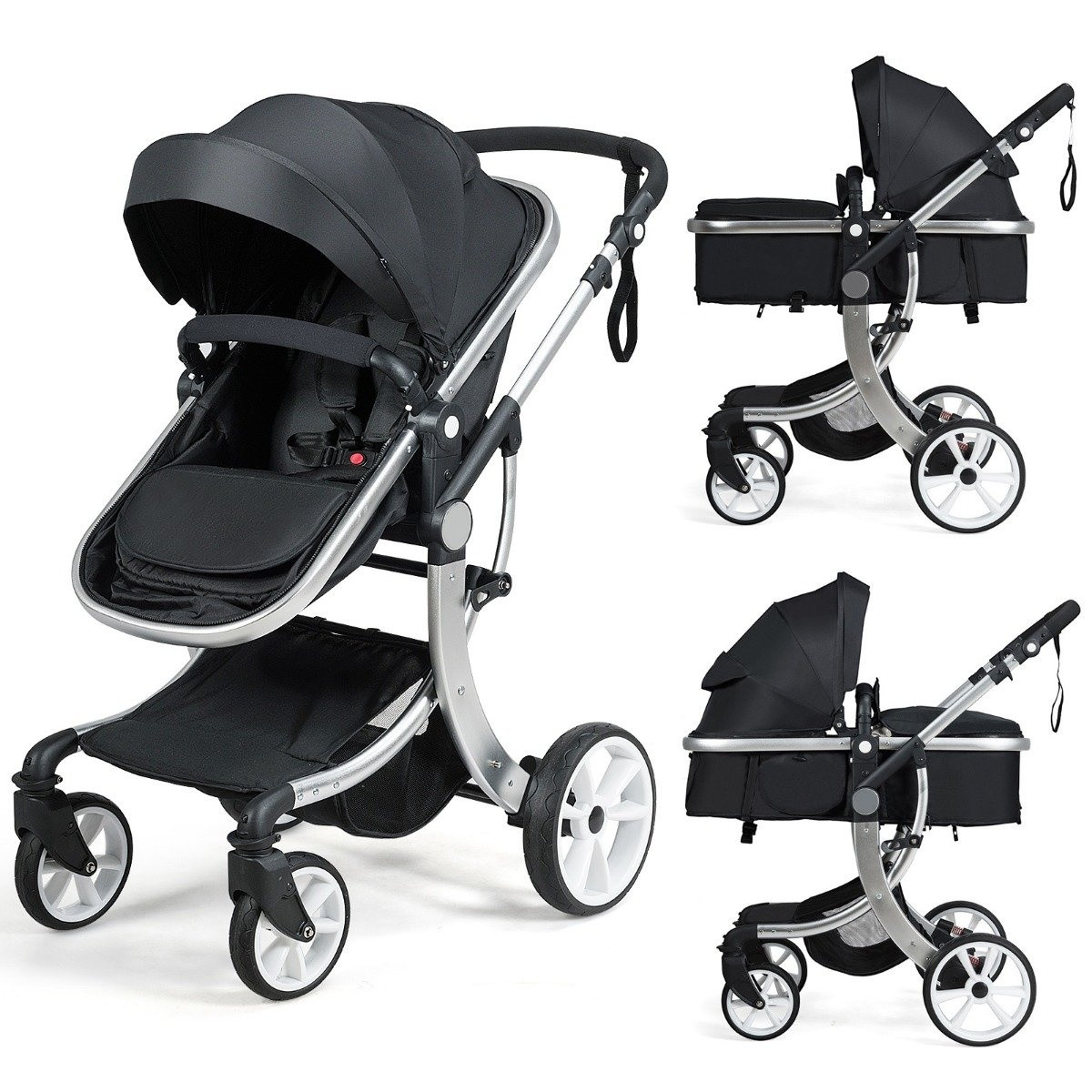 2 in 1 stroller foldable combination stroller with adjustable backr...