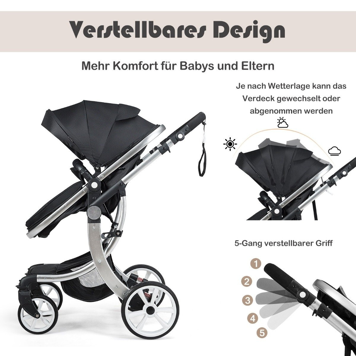 2 in 1 stroller foldable combination stroller with adjustable backr...