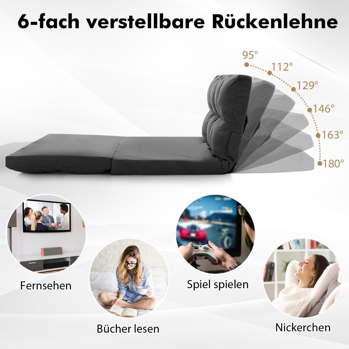 Folding floor sofa 3 in 1 sofa bed with sleeping function and adjus...