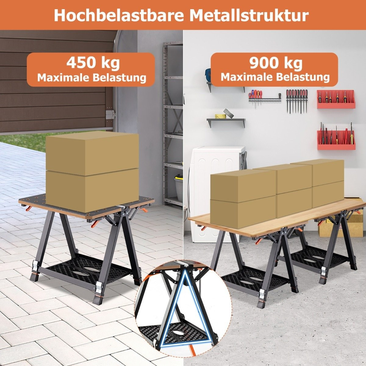 2 in 1 folding work table with 8 adjustable heights & work surface ...