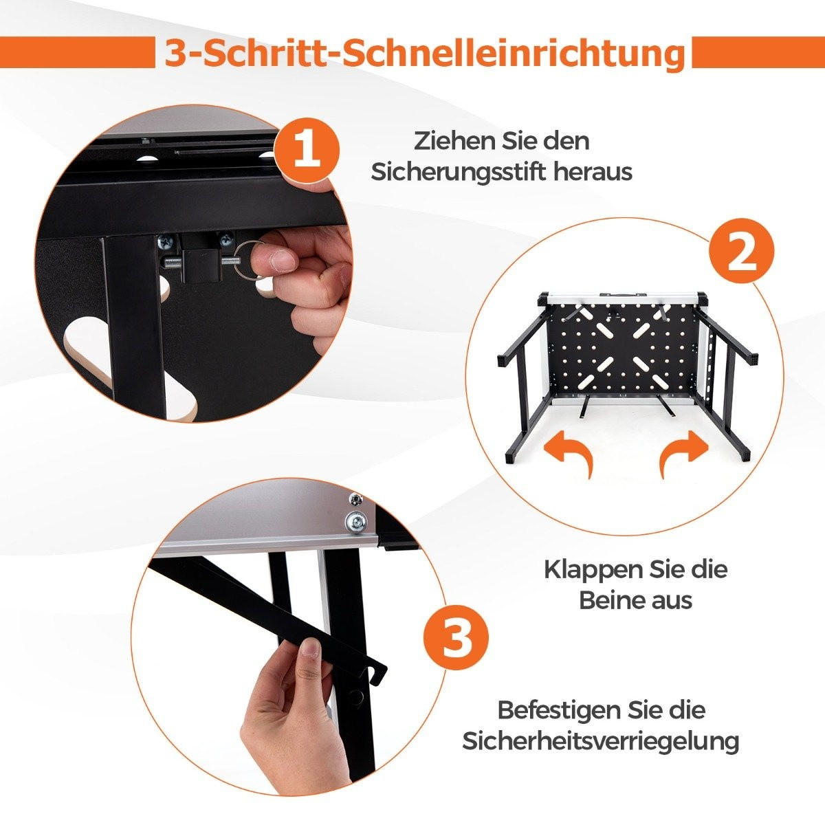 Foldable work table workbench with 2 quick clamps, 3 tool boxes and...