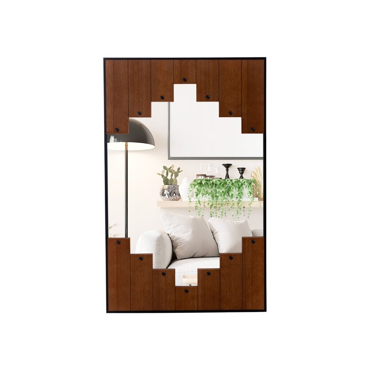 Rectangular mirror with wooden frame 60 x 95 cm rustic wall mirror ...