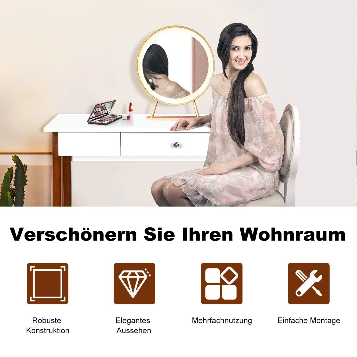 Desk with drawer, computer table, rubber table legs, dressing table...