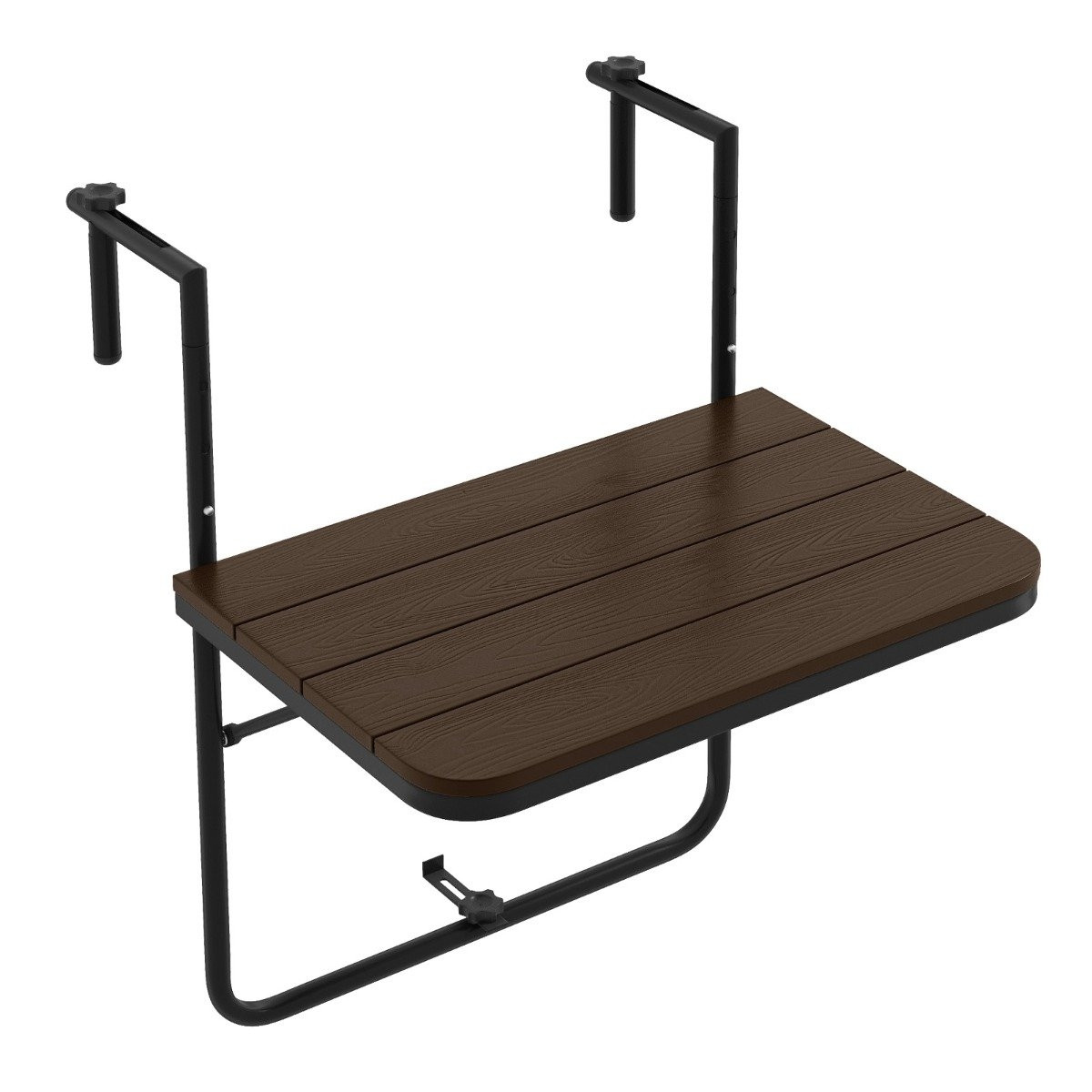 Balcony table for hanging with 3-level adjustable height folding ra...