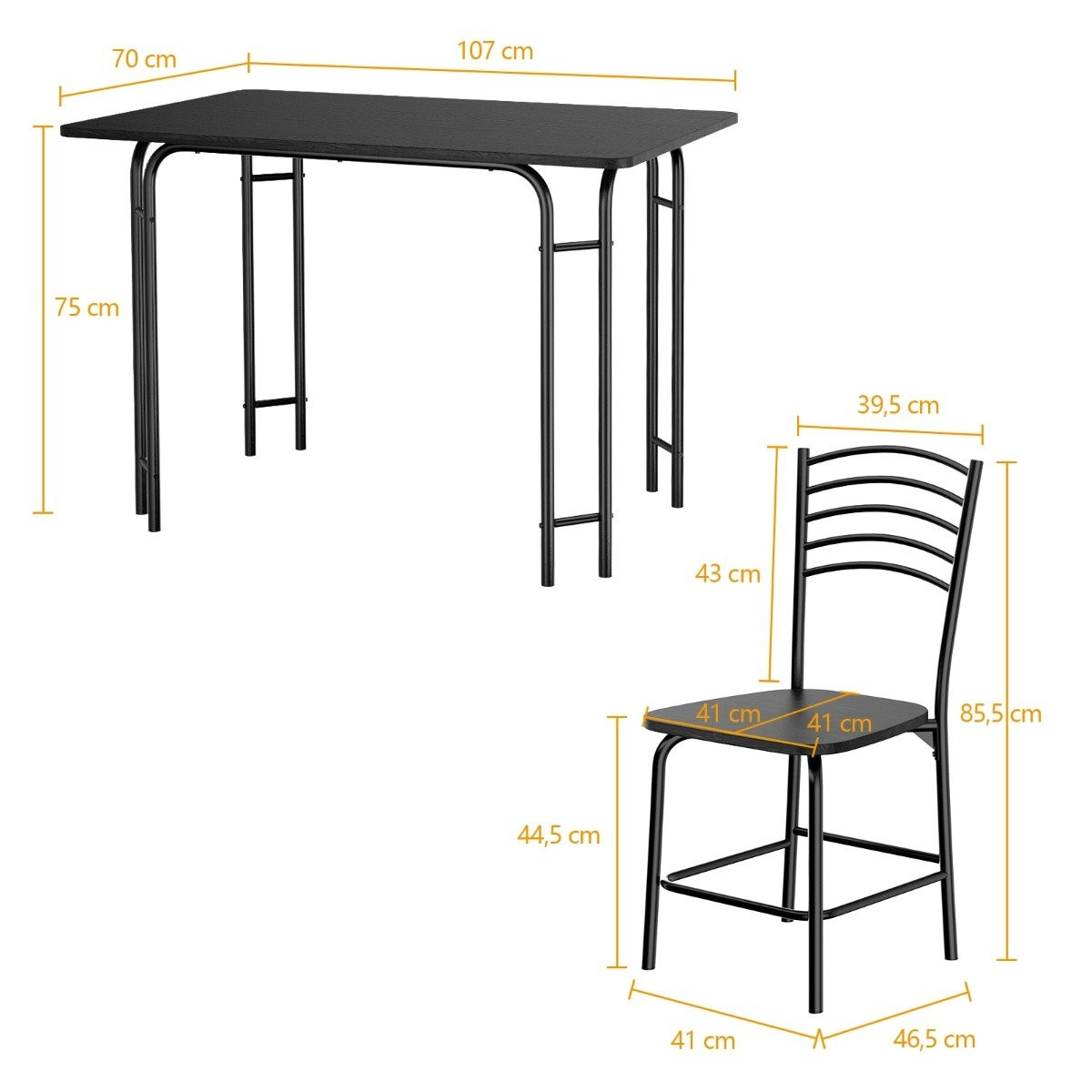 5-piece dining table set rectangular kitchen table with 4 chairs di...